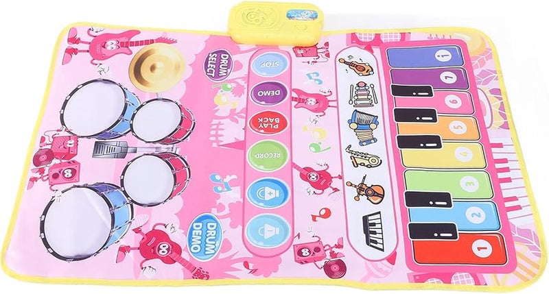Pink Portable Foldable Music Playmat For Kids Touch Blanket Drum Dance Floor Keyboard - Image 1